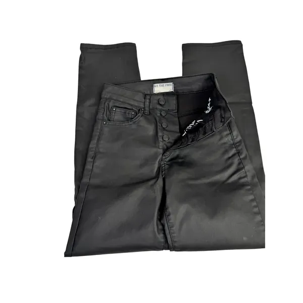 Free People We The Free Pacifica High Rise Slim Straight Leg Faux Leather Y2K‎ - Image 5