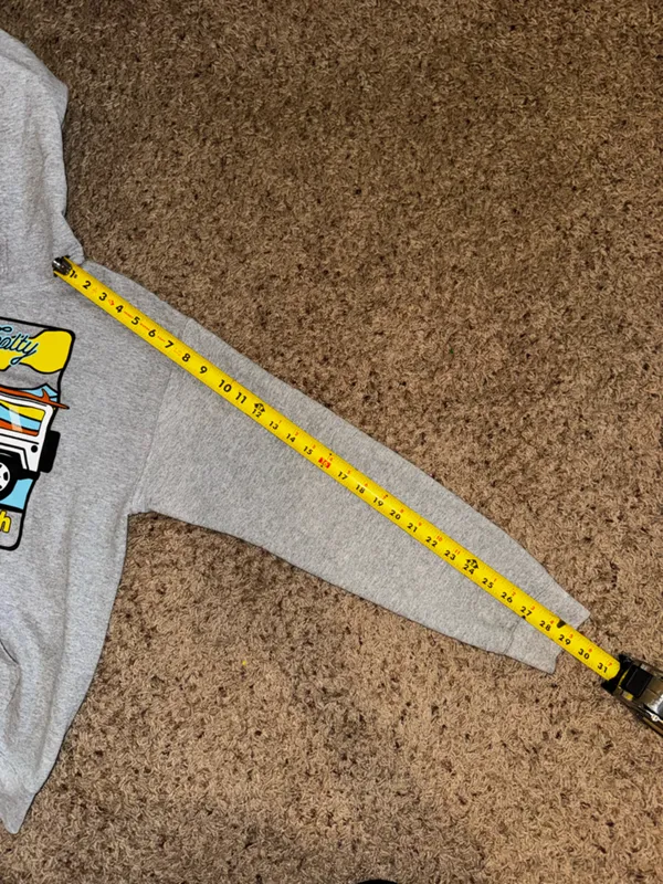 Pismo Beach 'Living Salty' Graphic Hoodie - Gray with Yellow & Blue size Medium - Image 7