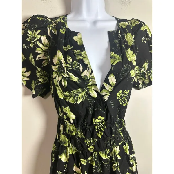 Anthropologie The Somerset Maxi Dress Black Green Floral Cotton Size S - Image 6