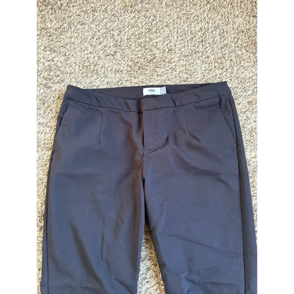 Old Navy Women's Black Solid Twill Dress Pants Slim Skinny Stretch Pockets Mid - Image 2