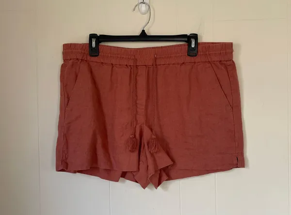 Ann Taylor LOFT 100% linen shorts pink Drawstring Elastic Waist women’s size L - Image 3