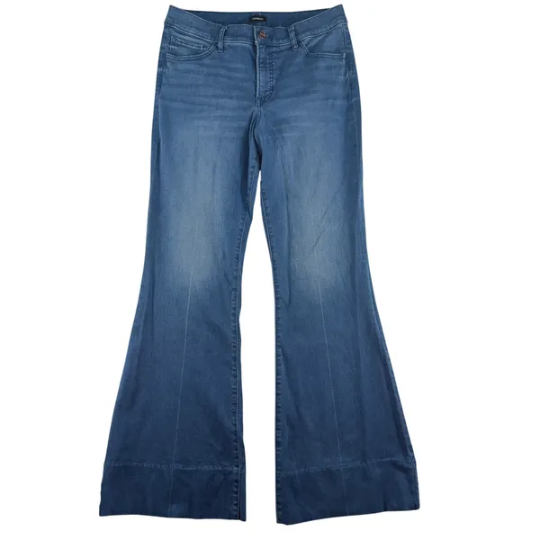 Express‎ 12 Jeans 70s Flare Mid Rise Conscious Edit Medium Wash Blue Boho Retro - Image 2