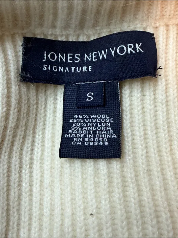 Jones New York Ivory Wool Angora Ribbed Toggle Cardigan Jacket Size S - Image 7