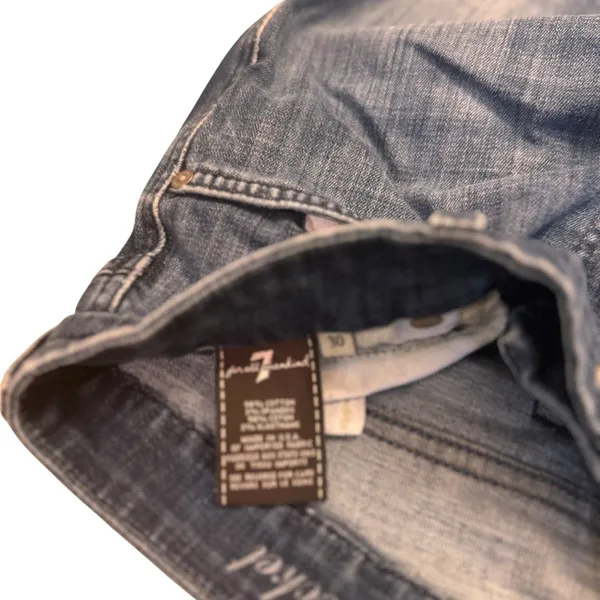 7 For All Mankind A Pocket Bootcut Jeans Size 30 Dark Wash Raw Hem Stretch Denim - Image 14