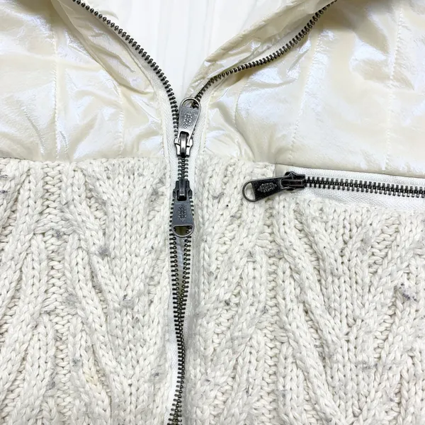 FP Movement Hybrid Cable Knit Puffer Jacket Womens Size L White Mixed Media Crop - Image 6