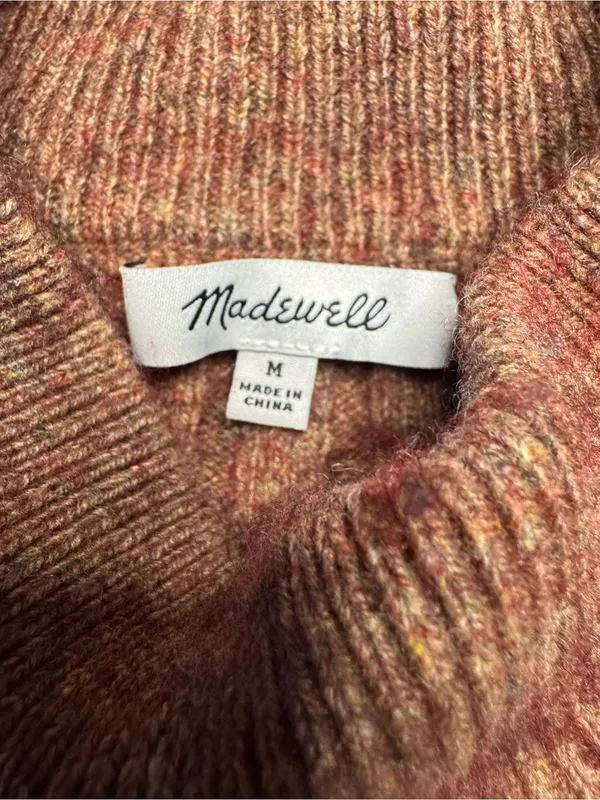 Madewell Cropped Ribbed Mock Neck Sweater – Size M – Rust/ Burnt Orange - Image 3