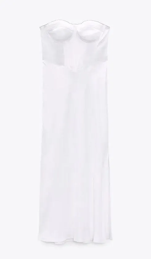 ZARA Dress Midi wedding bridal shower party coctail satin rhinestone - Image 8