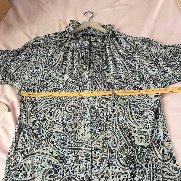 OPT Boho‎ Paisley Print Long Sleeve Tiered Midi Dress Peasant Prairie Ruffle M - Image 13