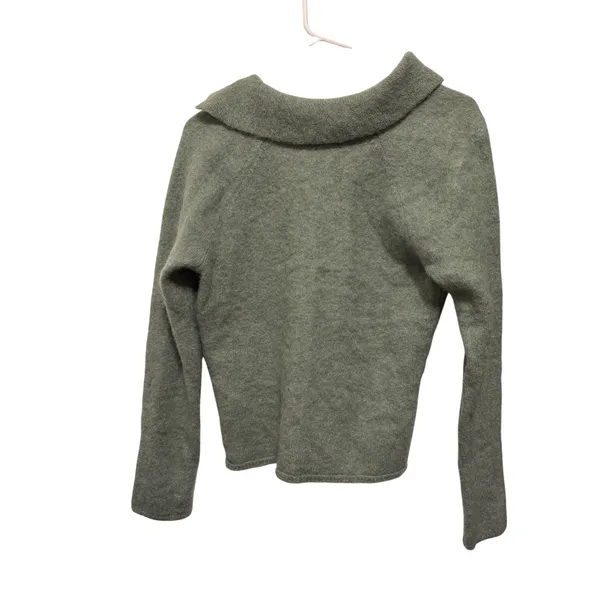 Vince Sage Green Alpaca Wool Blend Polo‎ Collar V-Neck Sweater Large - Image 3