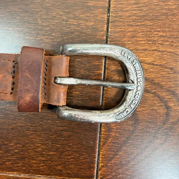 Levi Strauss & Co Brown Braided Genuine Leather Belt 34 85 Silver Buckle 3560 - Image 9