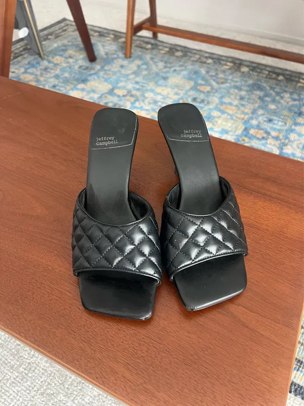 Jeffrey Campbell Mr. Big quilted slip on leather mule heels 10 - Image 2