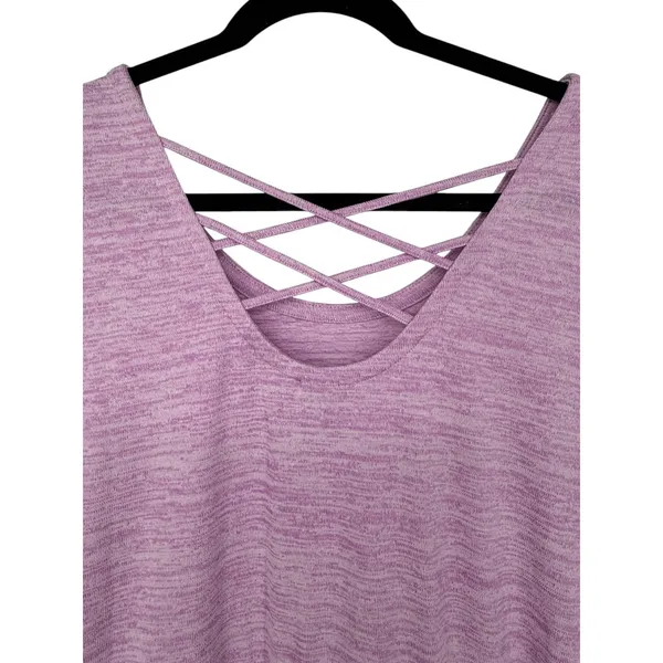 Talbots Soft Drape Jersey Maxi Dress‎ Heathered Lavender Lattice Back Size Large - Image 5