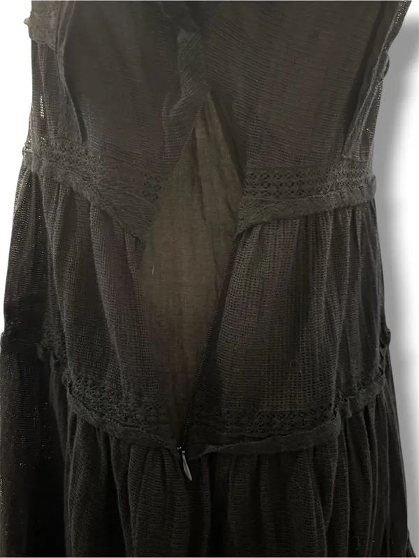 Free People Black Mesh Lace Tiered Mini Dress S - Image 5