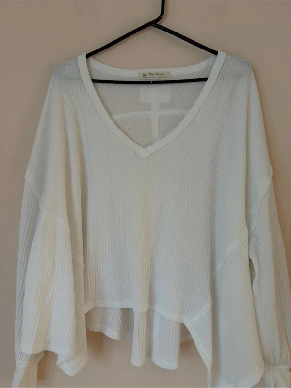 Free People Coraline white thermal long sleeve top - Image 2