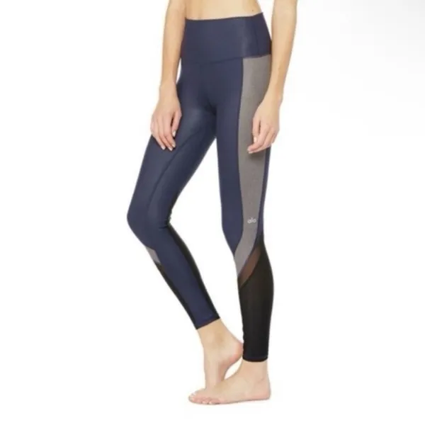 ALO Yoga Blue black and Gray Leggings Moisture-Wicking Comfort - Image 8