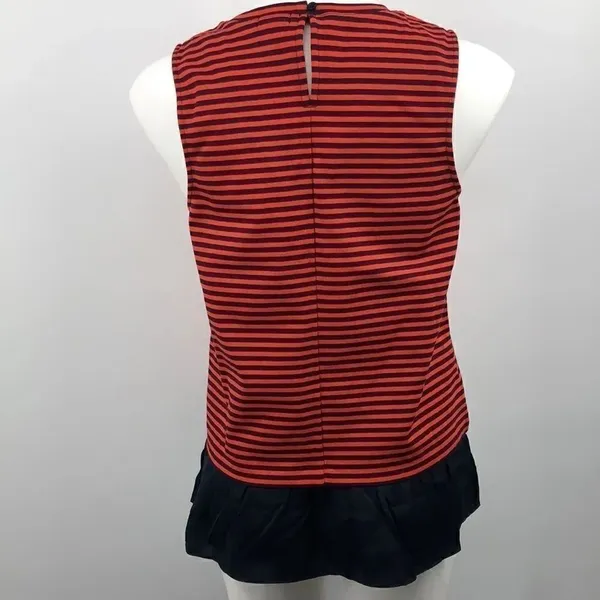J Crew sleeveless orange navy blue ruffle top - Image 3