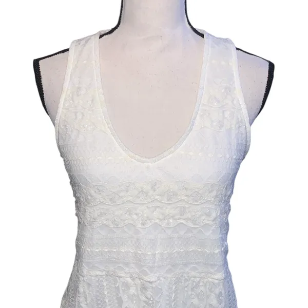 Jody California White Lace Sleeveless Dress V-neck Western Cowgirl Boho - Image 2