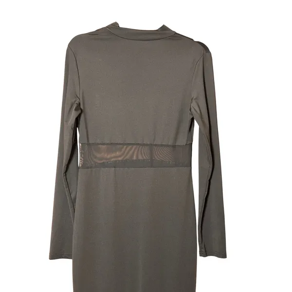 Womens Maxi Dress Size Large Black Mesh Panel‎ Long Sleeve Mermaid Goth Glam - Image 4