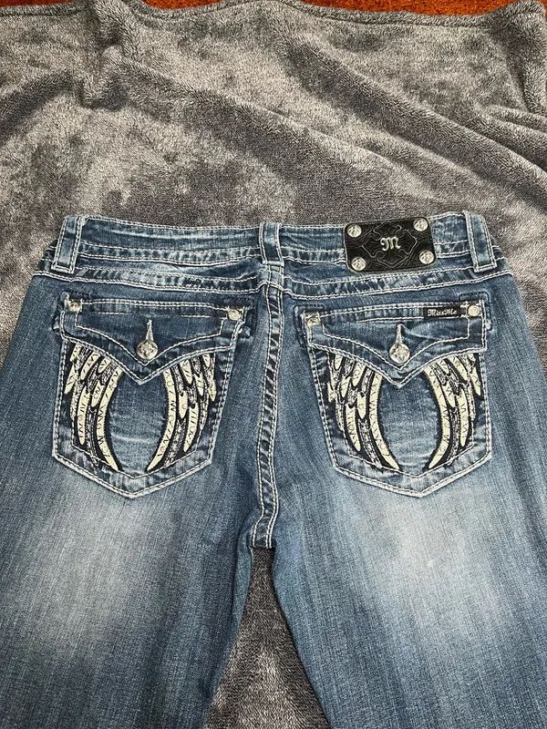 Miss Me Women Size 31 Bootcut Jeans Signature Stitch Medium Wash Flap Pocket Western Y2K - Image 5