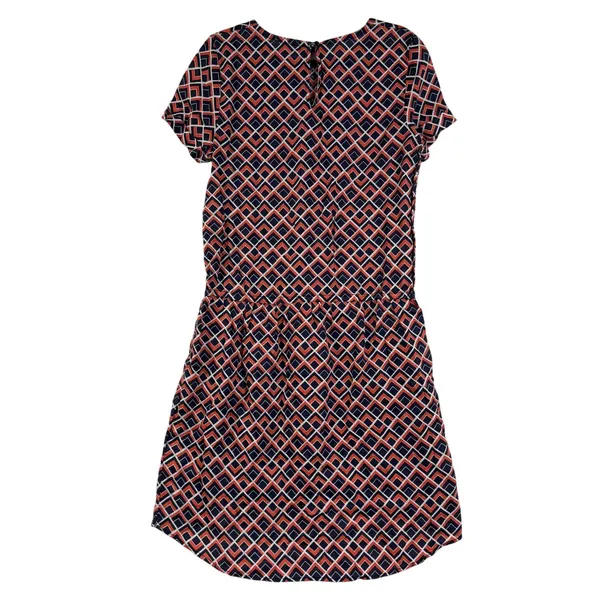 Caslon M Colorful 100% Linen Hi-Lo Shift Dress Navy Mod Geometric Print Summer - Image 3