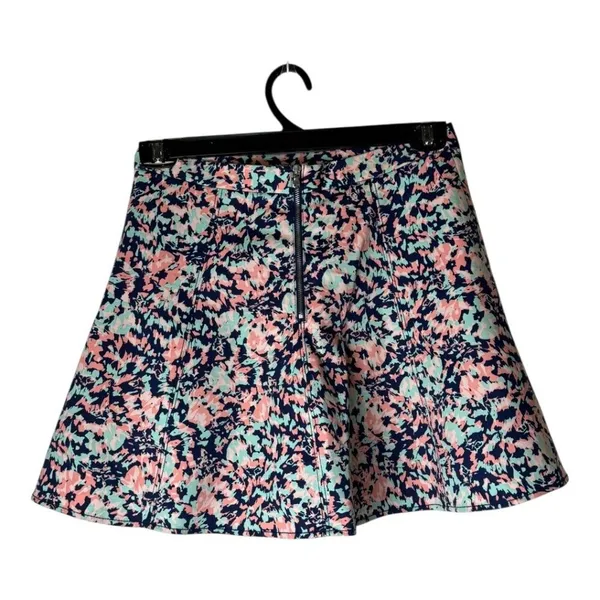 Club‎ Monaco Skirt Women 4 Pink Blue Floral A Line Skater Mini Boho Cottagecore - Image 3