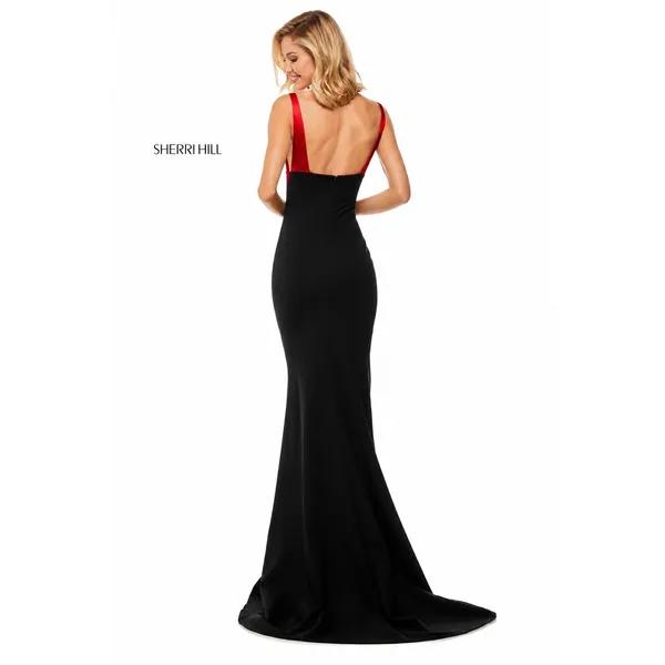 Sherri Hill 52903 Red & Black Color Block‎ Mermaid Gown Size 8 NWT - Image 2