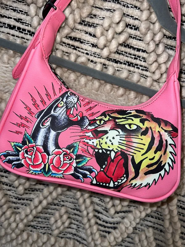 Ed Hardy x Siberia Hills Y2K Pink Purse Shoulder Bag Tiger - Image 4