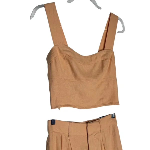 2020s Abercrombie & Fitch Peach Linen Corset Top & Wide Leg Pants Set NWT XS/S - Image 3
