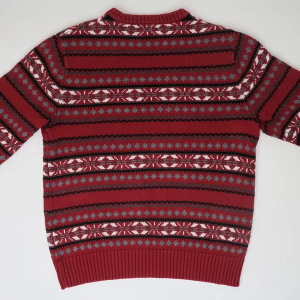 Vintage 90s Dockers Red Fair Isle Christmas Sweater - Image 3