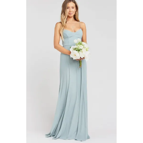 Show Me Your Mumu Dress Women SMALL NWT Green Silver Sage‎ Godshaw Goddess Maxi - Image 3