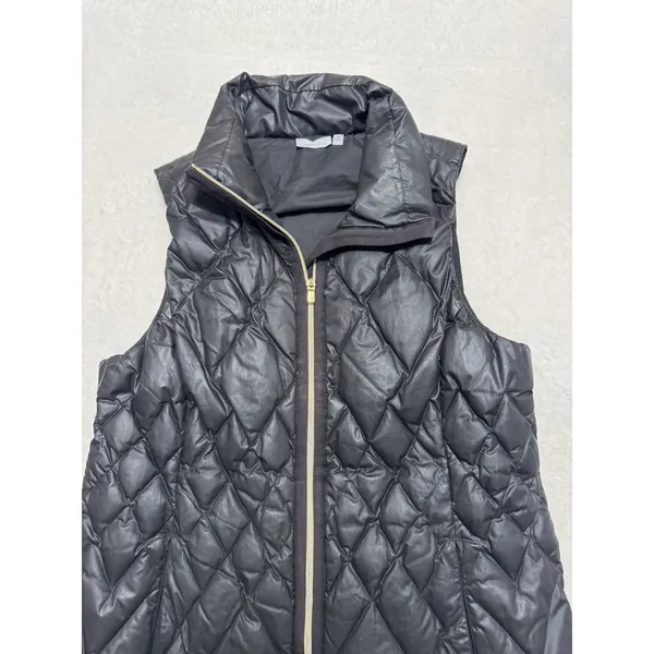 Athleta Womens Quilted Puffer Vest Full Zip Minimalist Black Size M - Image 2