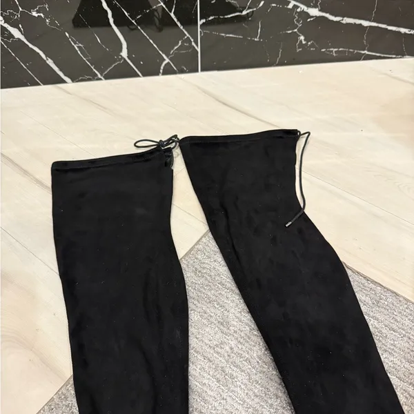Amazon Black Knee High Over the Knee Black Heel Boots Size 7 - Image 2