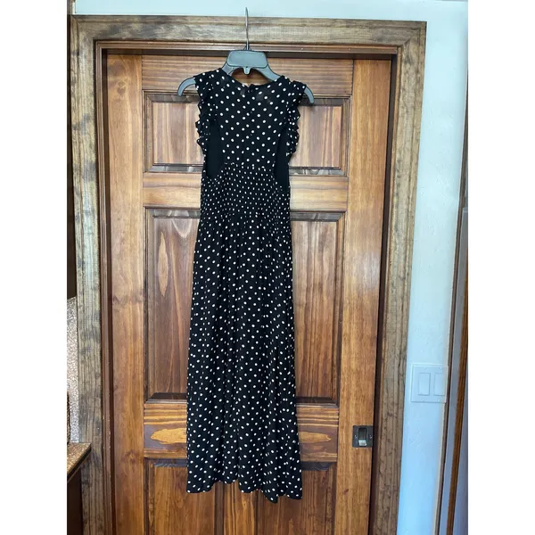 Paper Crane polkadot smocked sleeveless midi dress size medium - Image 6