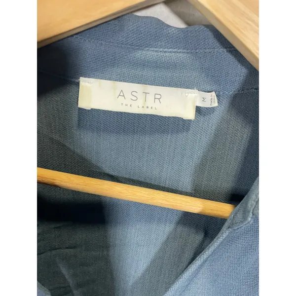 ASTR The Label Shift Dress Women Medium Blue V-Neck Long Sleeve Mini ADR102433 - Image 4