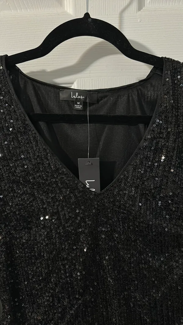 Lulus Black Sequin Bodysuit - Image 3