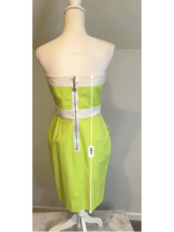 NEW Antonio Melani Strapless Dress Size 6 Lime Green White - Image 5