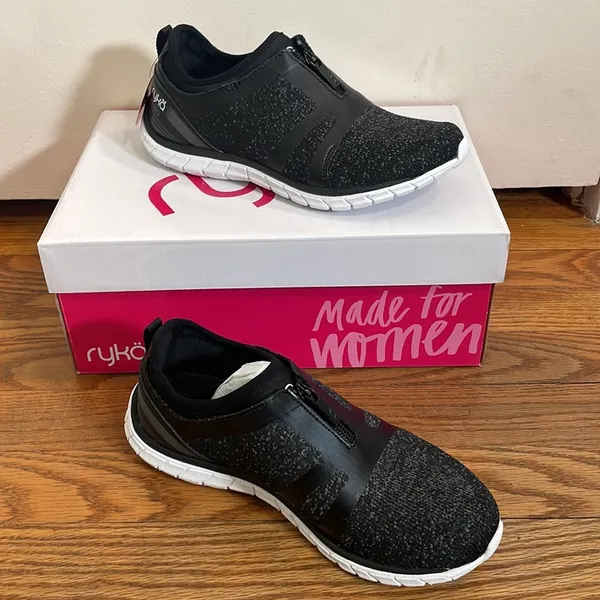Ryka Primo‎ Knit Zip-Front Sneakers Black White Womens 5 M RYK869TZX-NEW-5-M - Image 3