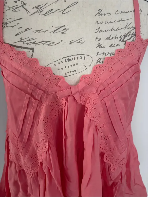Altar'd State -Large- Coral Pink Eyelet Spaghetti-Strap Camisole - Image 4