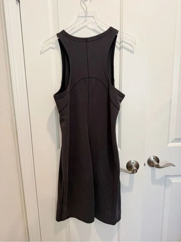 LULULEMON Ribbed Softstreme Slim-Fit Tank Dress in Black size 12 - Image 5