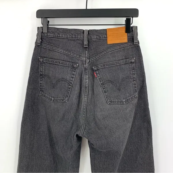LEVI'S Premium Ribcage Straight Ankle Jean Wash Black Grey Denim 26 - Image 10