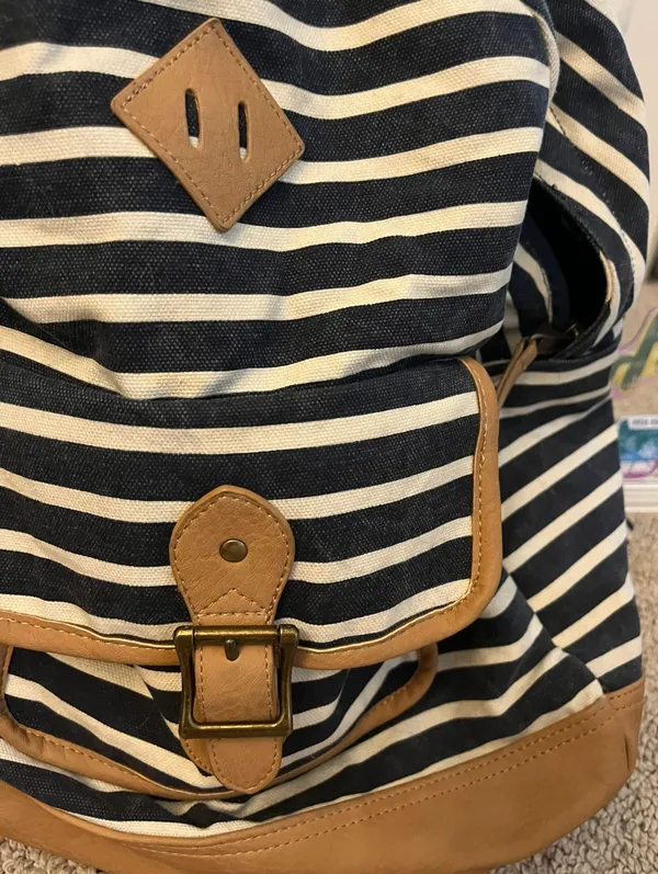Stripped vintage back pack Blue - Image 2