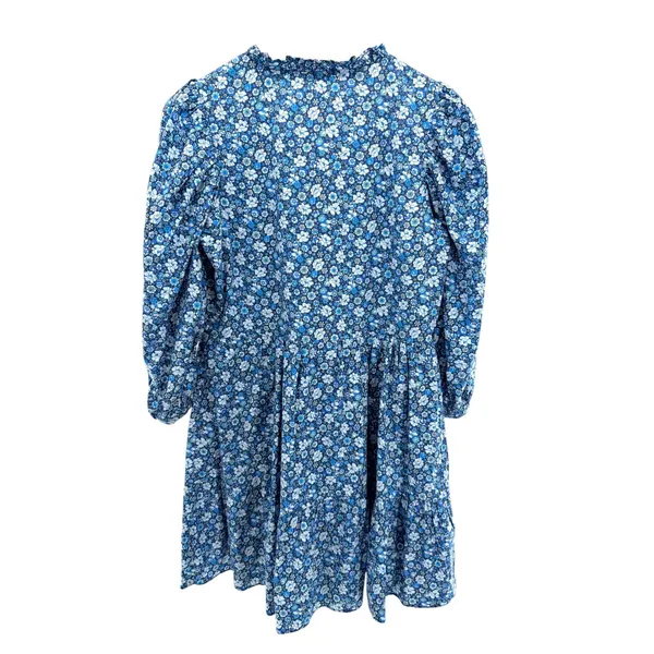 Hyacinth House Blue Floral Tiered Mini Dress Ruffle Neck 3/4 Puff Sleeve Small‎ - Image 7