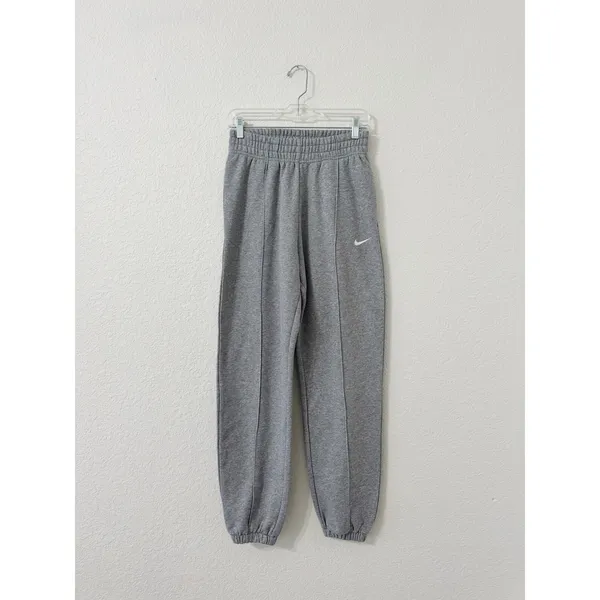 Nike Gray Fleece Jogger Sweatpants Embroidered Swoosh XS - Image 2