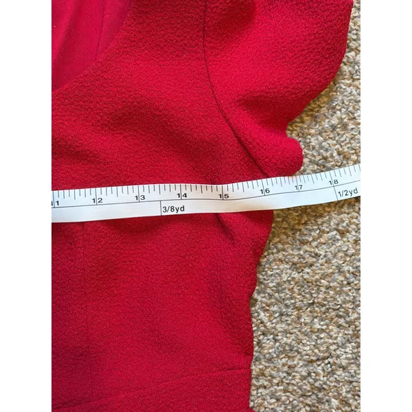 Kay Unger Red Textured Peplum Knee Length Dress. Size 6 - Image 4
