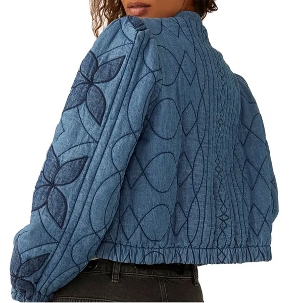 Free People Quinn Quilted Cotton Denim Jacket - Image 4