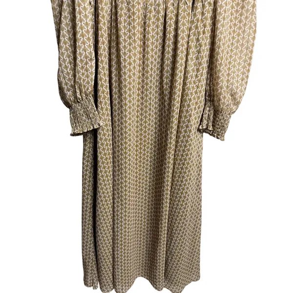 O.P.T Classic Smocked maxi Dress size XL Gold Metallic Square Neck Smocked - Image 12