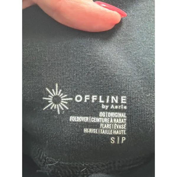 OFFLINE by Aerie Black OG Cotton High Rise Flare Leggings Small - Image 5