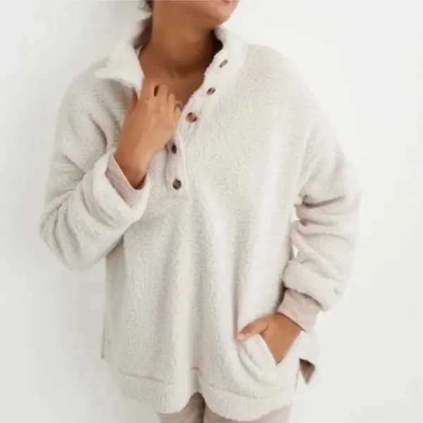 AERIE Ivory Cloud Sherpa Oversized Sweater Super Soft Cozy size Medium - Image 13
