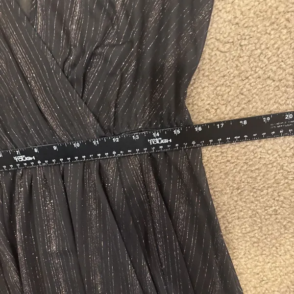 Alexa B Nites 14 Dress Sheer Metallic Gold Tread Maxi - Image 8