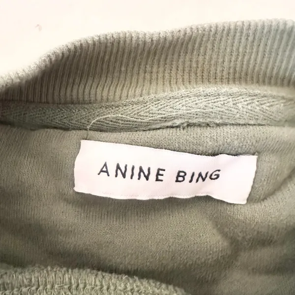 Anine Bing Sport Tyler Sweatshirt Artichoke Green Collegiate Lettering Large - Image 6